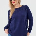 sweter plus size damski w kolorze granatowym