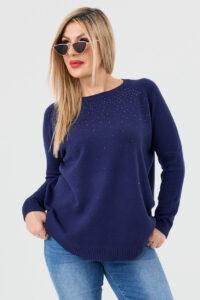 sweter plus size damski w kolorze granatowym