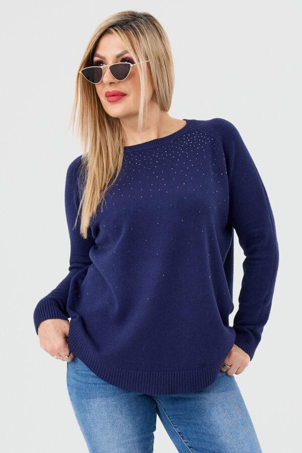 sweter plus size damski w kolorze granatowym