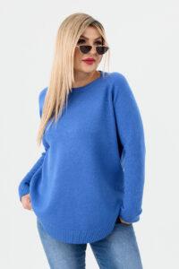 sweter plus size damski w kolorze chabrowym