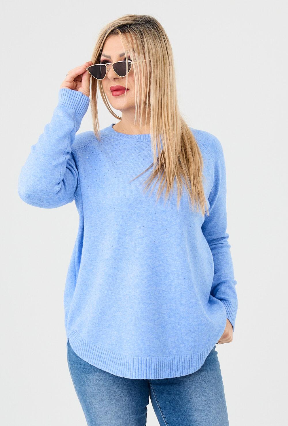 sweter plus size damski w kolorze niebieskim