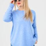 sweter plus size damski w kolorze niebieskim