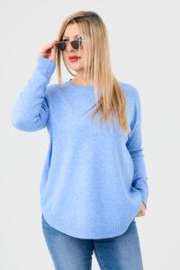 sweter plus size damski w kolorze niebieskim