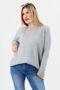 sweter plus size damski w kolorze szarym