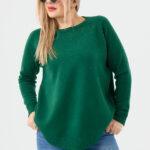 sweter plus size damski w kolorze zielonym