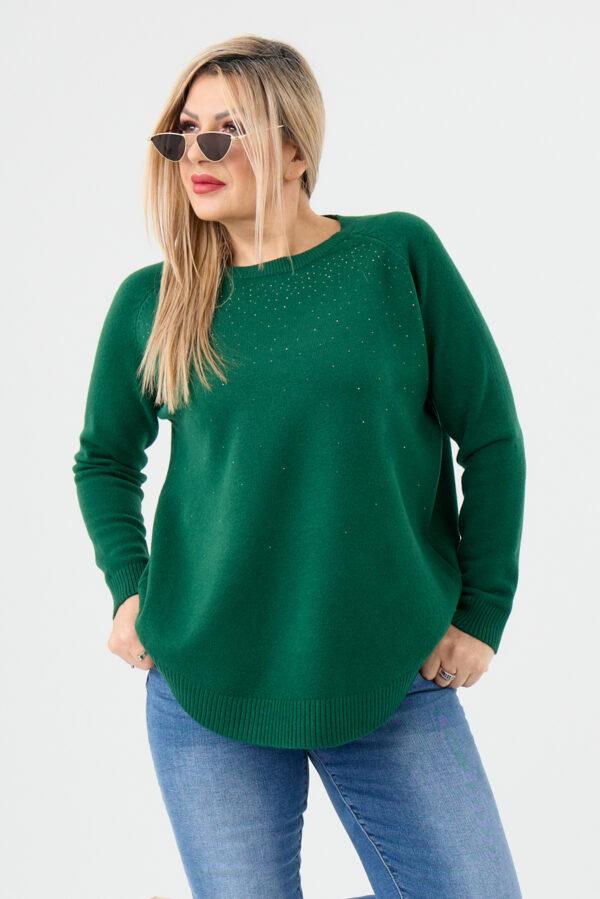 sweter plus size damski w kolorze zielonym