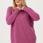 sweterek damski plus size w kolorze amarantowym