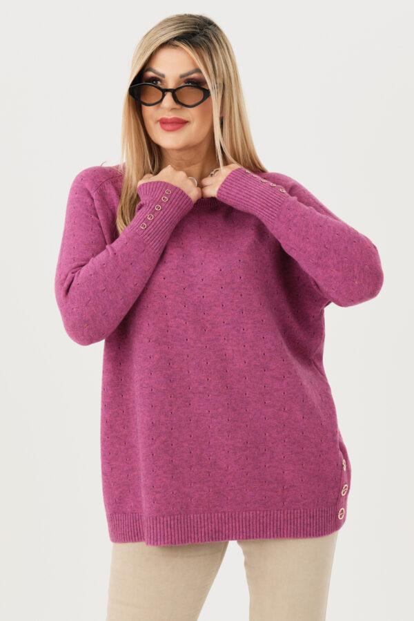 sweterek damski plus size w kolorze amarantowym