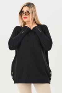 sweterek damski plus size w kolorze czarnym