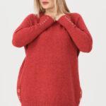 sweterek damski plus size w kolorze czerwonym