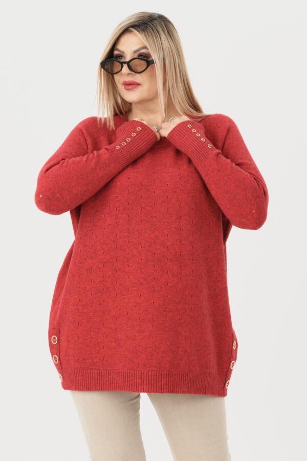 sweterek damski plus size w kolorze czerwonym