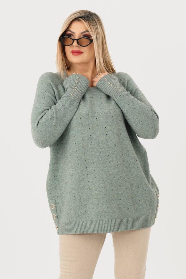 sweterek damski plus size w kolorze miętowym