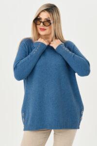 sweterek damski plus size w kolorze niebieskim