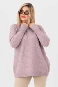 sweterek damski plus size w kolorze różowym