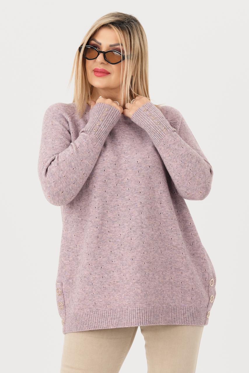 sweterek damski plus size w kolorze różowym