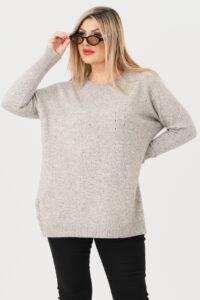 sweterek damski plus size w kolorze szarym