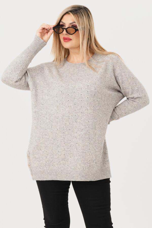 sweterek damski plus size w kolorze szarym