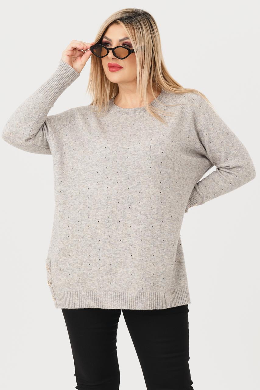 sweterek damski plus size w kolorze szarym