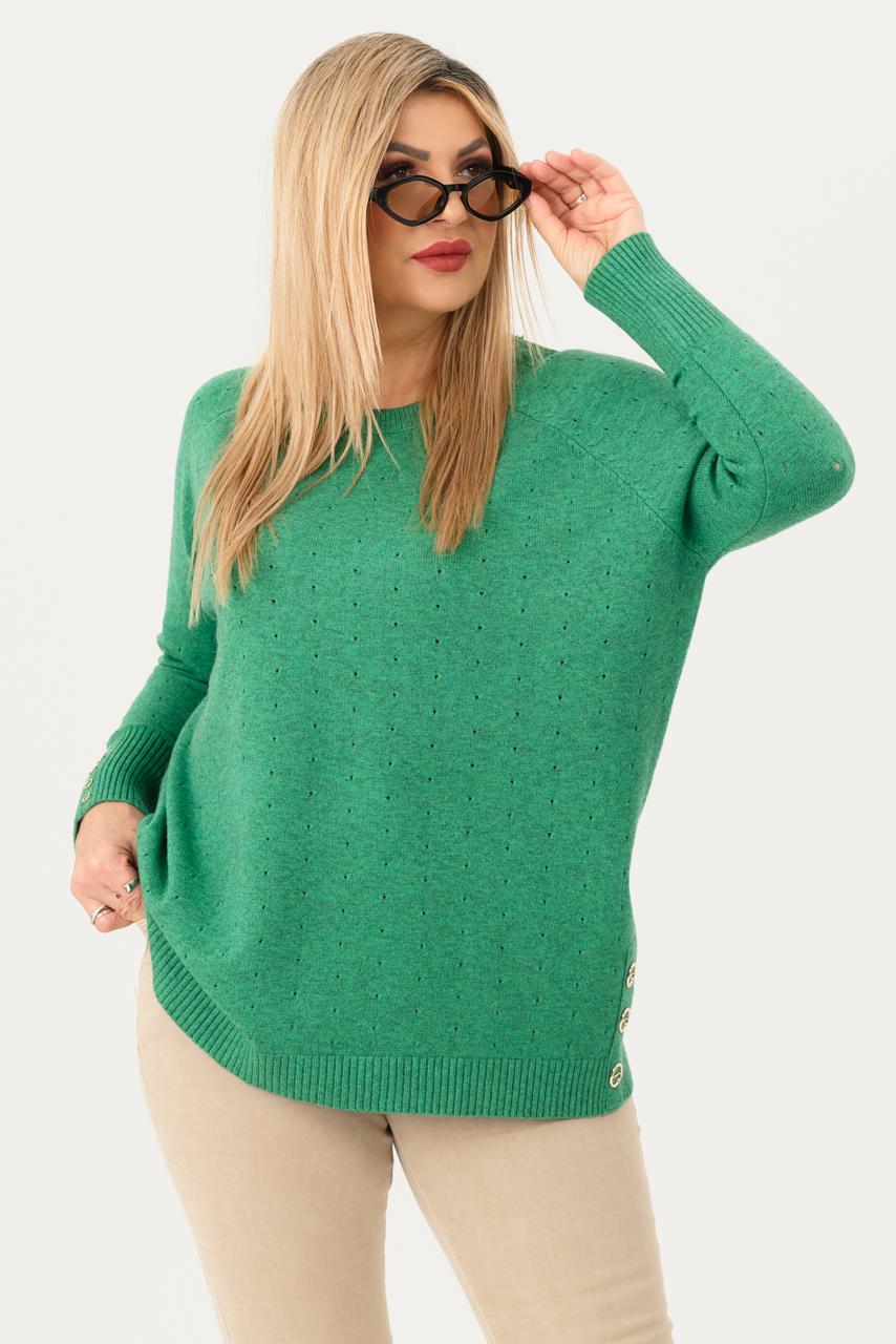 sweterek damski plus size w kolorze zielonym