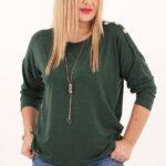 Bluzka plus size z długim rękawem zielona – duże rozmiary
