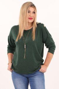 Bluzka plus size z długim rękawem zielona – duże rozmiary