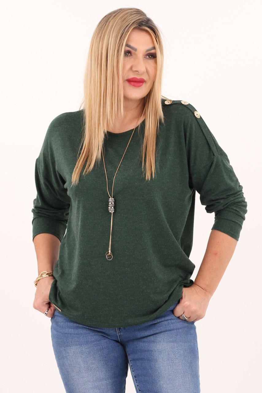 Bluzka plus size z długim rękawem zielona – duże rozmiary