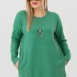 sweter plus size damski w kolorze zielonym