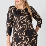 Brązowa tunika oversize plus size, tunika duży rozmiar XXL dla puszystych kobiet