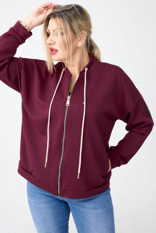 Bordowa bluza damska XXL rozpinana – moda plus size