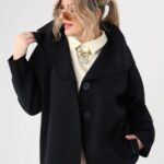 Czarna narzutka damska plus size na guziki 42-50