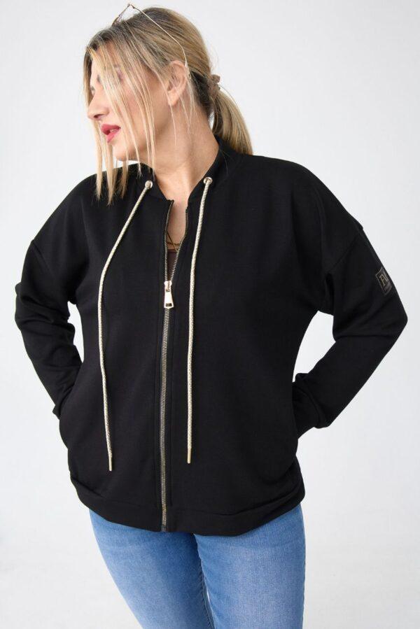 Czarna bluza damska XXL rozpinana – moda plus size