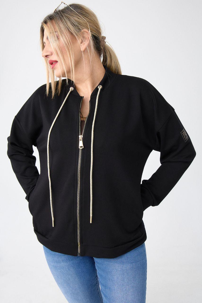 Czarna bluza damska XXL rozpinana – moda plus size