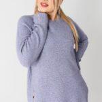 Sweter w dużym rozmiarze XXL prążkowany fioletowy