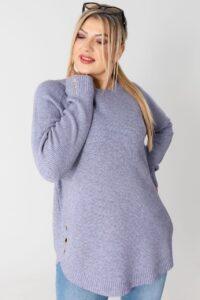 Sweter w dużym rozmiarze XXL prążkowany fioletowy