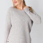 Sweter w dużym rozmiarze XXL prążkowany szary