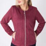 Bordowy żakiet damski XXL plus size dla puszystych kobiet