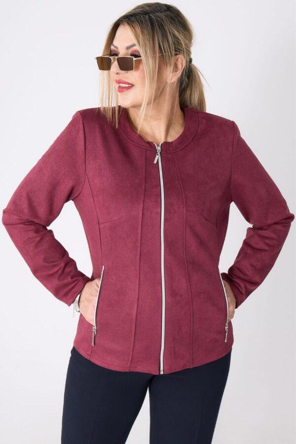 Bordowy żakiet damski XXL plus size dla puszystych kobiet