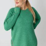 Sweter w dużym rozmiarze XXL prążkowany zielony