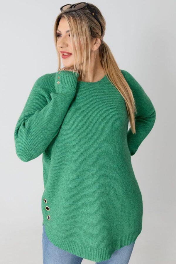 Sweter w dużym rozmiarze XXL prążkowany zielony