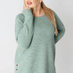 Sweter w dużym rozmiarze XXL prążkowany miętowy