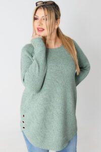 Sweter w dużym rozmiarze XXL prążkowany miętowy