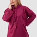 Bluza damska plus size sportowa ze stójką amarantowa