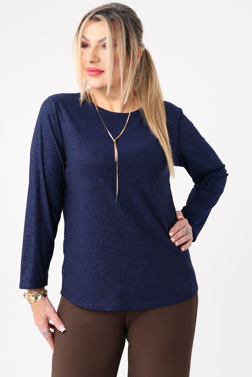 Bluzka brokatowa elegancka granatowa