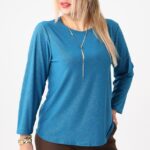 Bluzka brokatowa elegancka niebieska