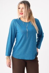 Bluzka brokatowa elegancka niebieska