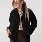 Czarna narzutka damska plus size na guziki 42-50