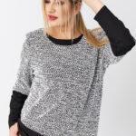 biało-czarna elastyczna bluzka damska plus size 44-52