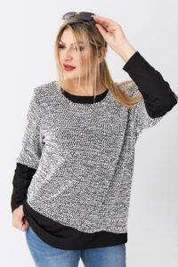 biało-czarna elastyczna bluzka damska plus size 44-52
