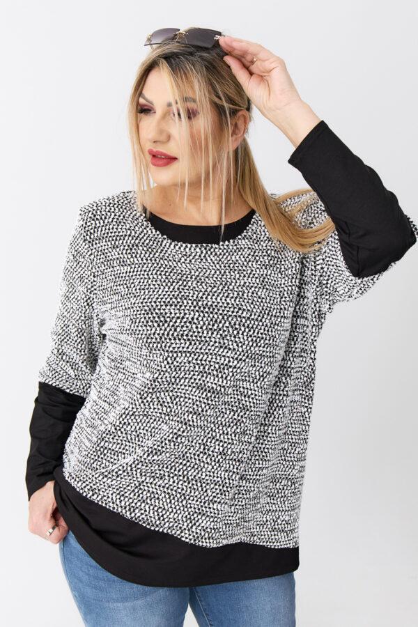 biało-czarna elastyczna bluzka damska plus size 44-52