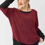 Bordowa elastyczna bluzka damska plus size